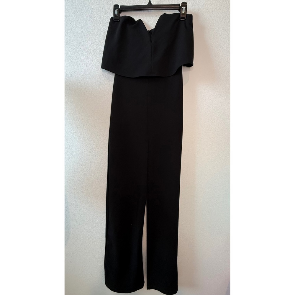 Lulus Black Strapless Notched Popover Wide‎ Leg Jumpsuit Formal Size S - Picture 5 of 10